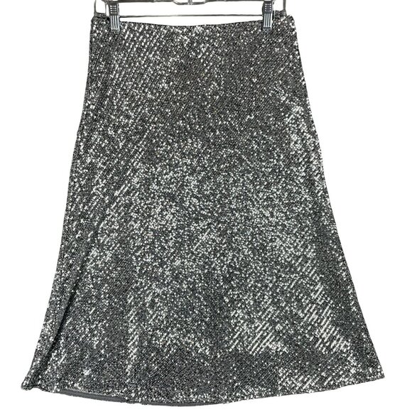 Talbots Skirt Womens 6 Sequins Silver Classic Dressy Holiday Glam Work Event - Picture 1 of 10